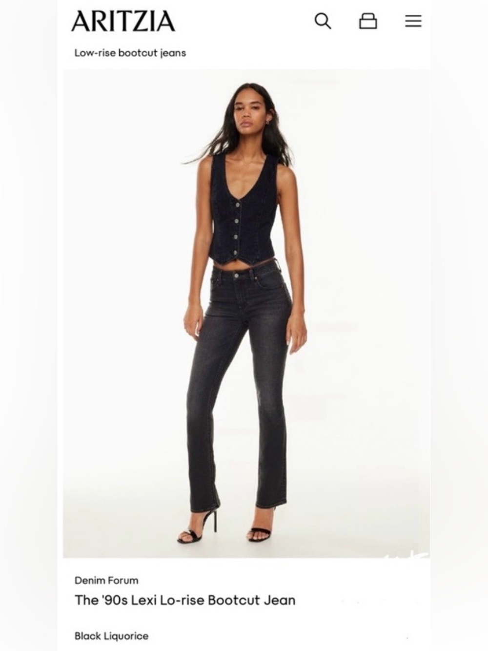 Aritzia Denim Forum The '90s Lexi Lo-rise Bootcut Denim Jeans 28